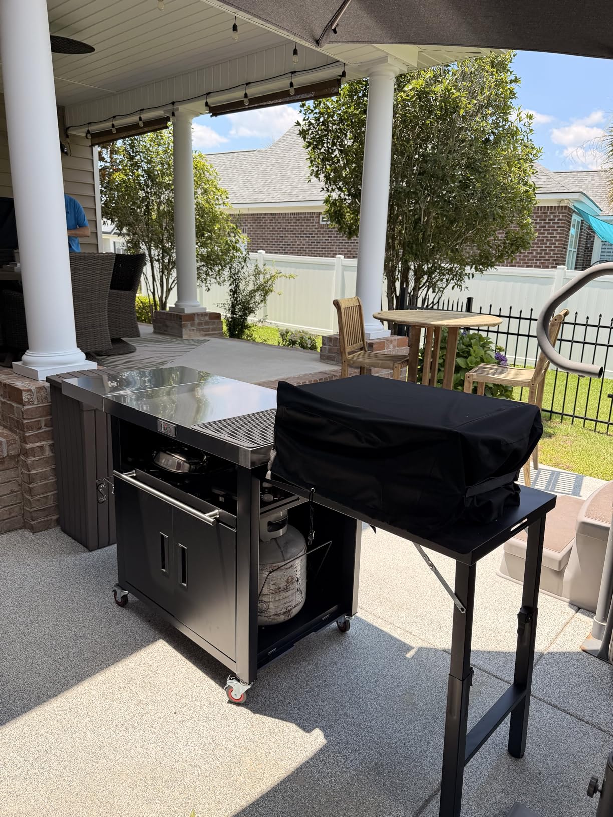 Feasto 3-Tier Outdoor Grill Cart, Rolling Pizza Oven Table with Compact 26.6