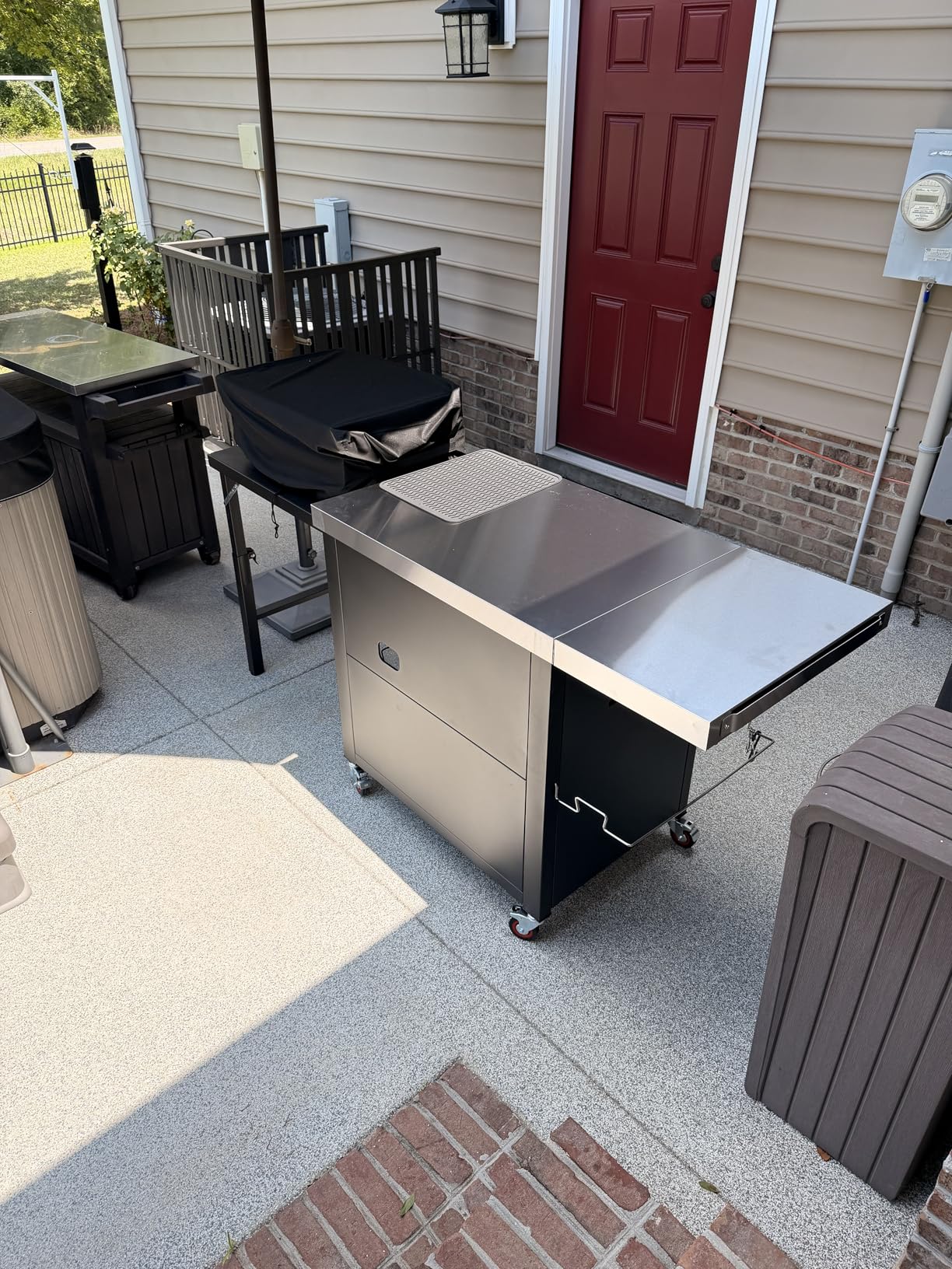 Feasto 3-Tier Outdoor Grill Cart, Rolling Pizza Oven Table with Compact 26.6