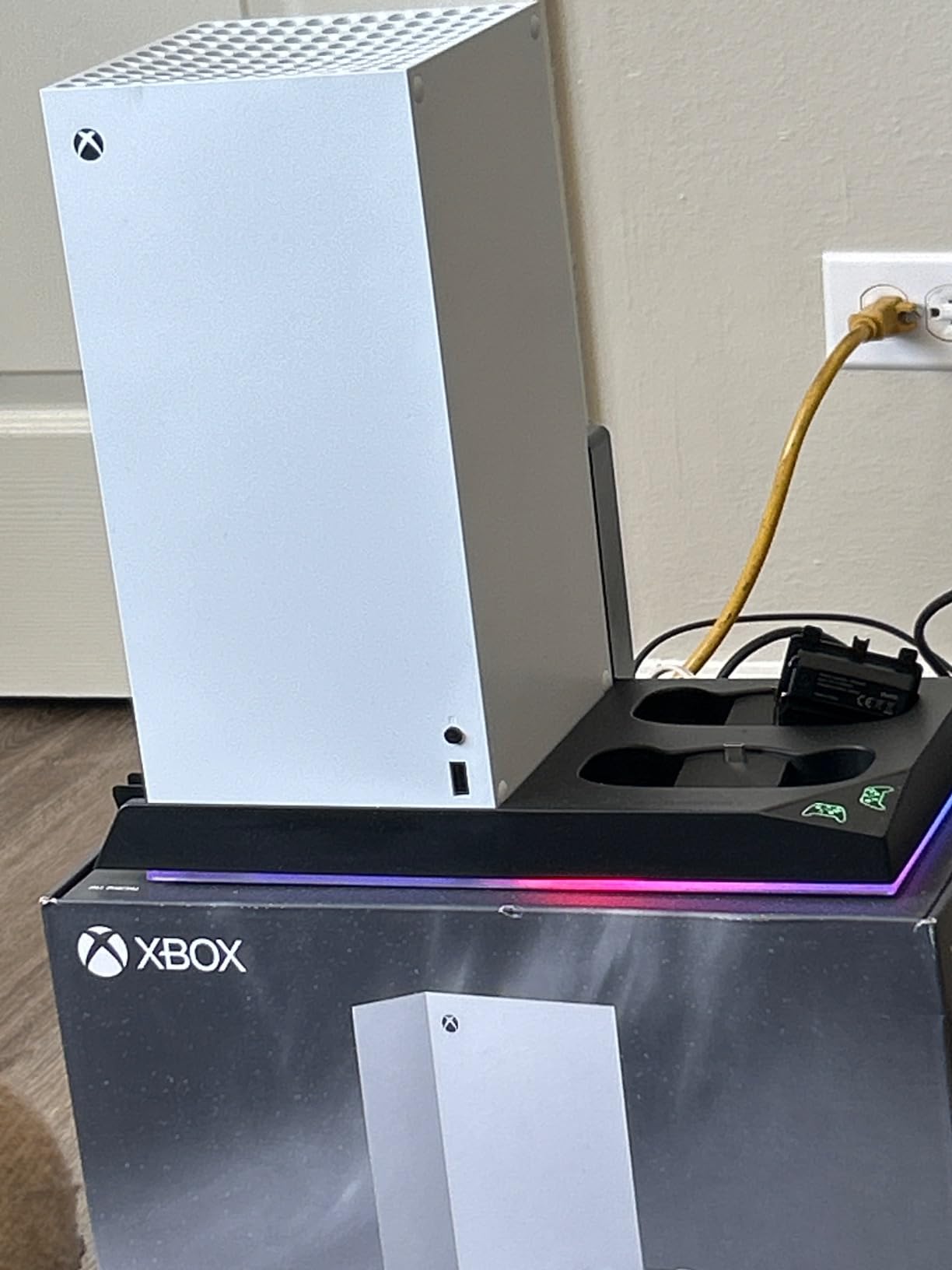 RGB Charging Stand with Cooling Fan for Xbox Series X Console & Controller, Dual Charger Station Cooler System Accessories with 15 RGB Light, 2x1400mAh Rechargeable Battery, Headphone stand, Game Disc Slot customer photo 1