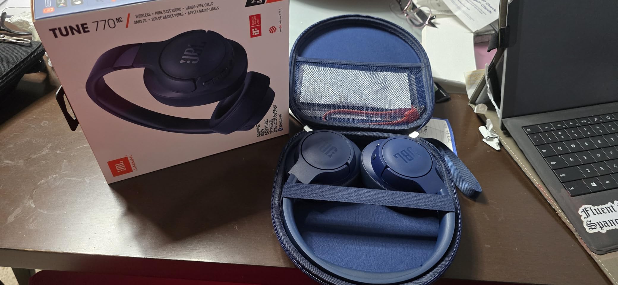 JBL Tune 770NC - Adaptive Noise Cancelling with Smart Ambient Wireless Over-Ear Headphones, Bluetooth 5.3, Up to 70H Battery Life with Speed Charge, Lightweight, Comfortable & Foldable Design (Blue) customer photo 1