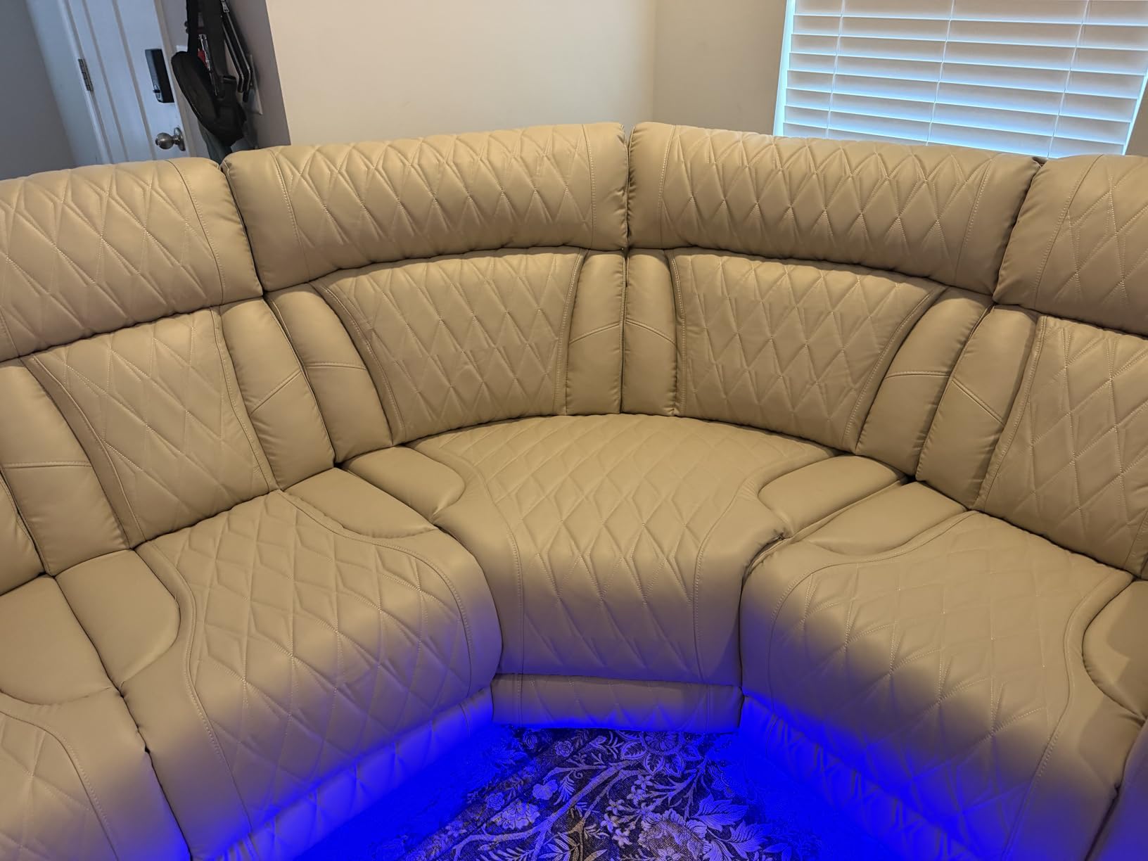 Breathing Leather Reclining Sofa Set, Power Recliner Sectional Couch with LED Light, Modern Living Room Furniture Set, Reclining Sectional Couch Set with USB Port/Storage for Home Theater customer photo 2
