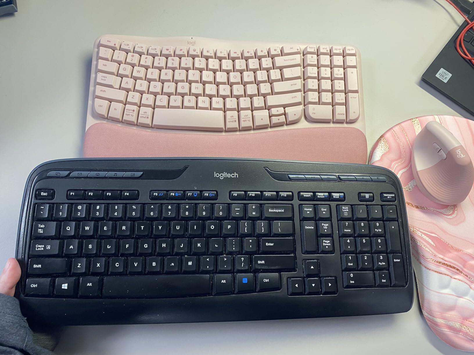 Logitech Wave Keys & Lift Vertical Mouse - Ergonomic Wireless Keyboard and Mouse Combo - with Cushioned Palm Rest, Easy-Switch, Bluetooth, for Multi-OS, Windows/Mac - Graphite customer photo 2
