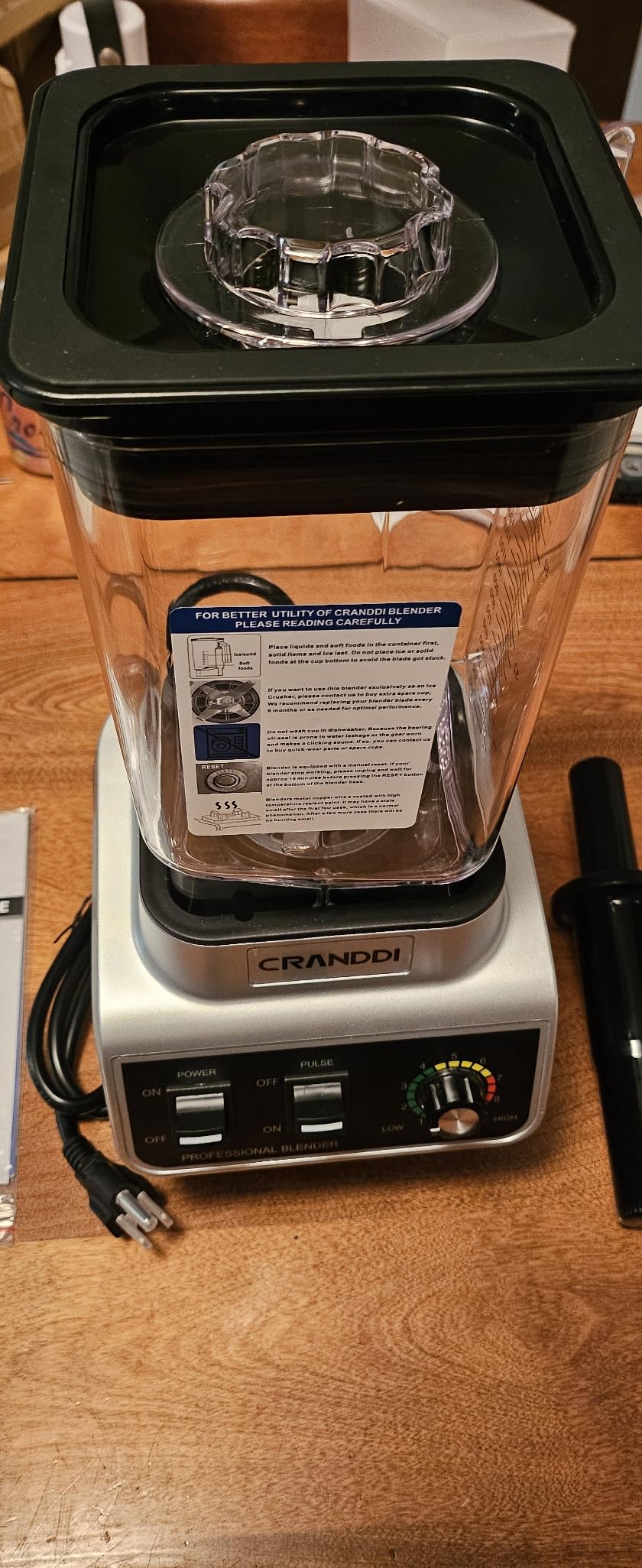 CRANDDI Professional Commercial Blender, Max 1500W, 80oz Pitcher, Powerful Blender with Tamper for Smoothie, Ice Crushing, Variable 9 Speeds Control,110V, K96, Black customer photo 1