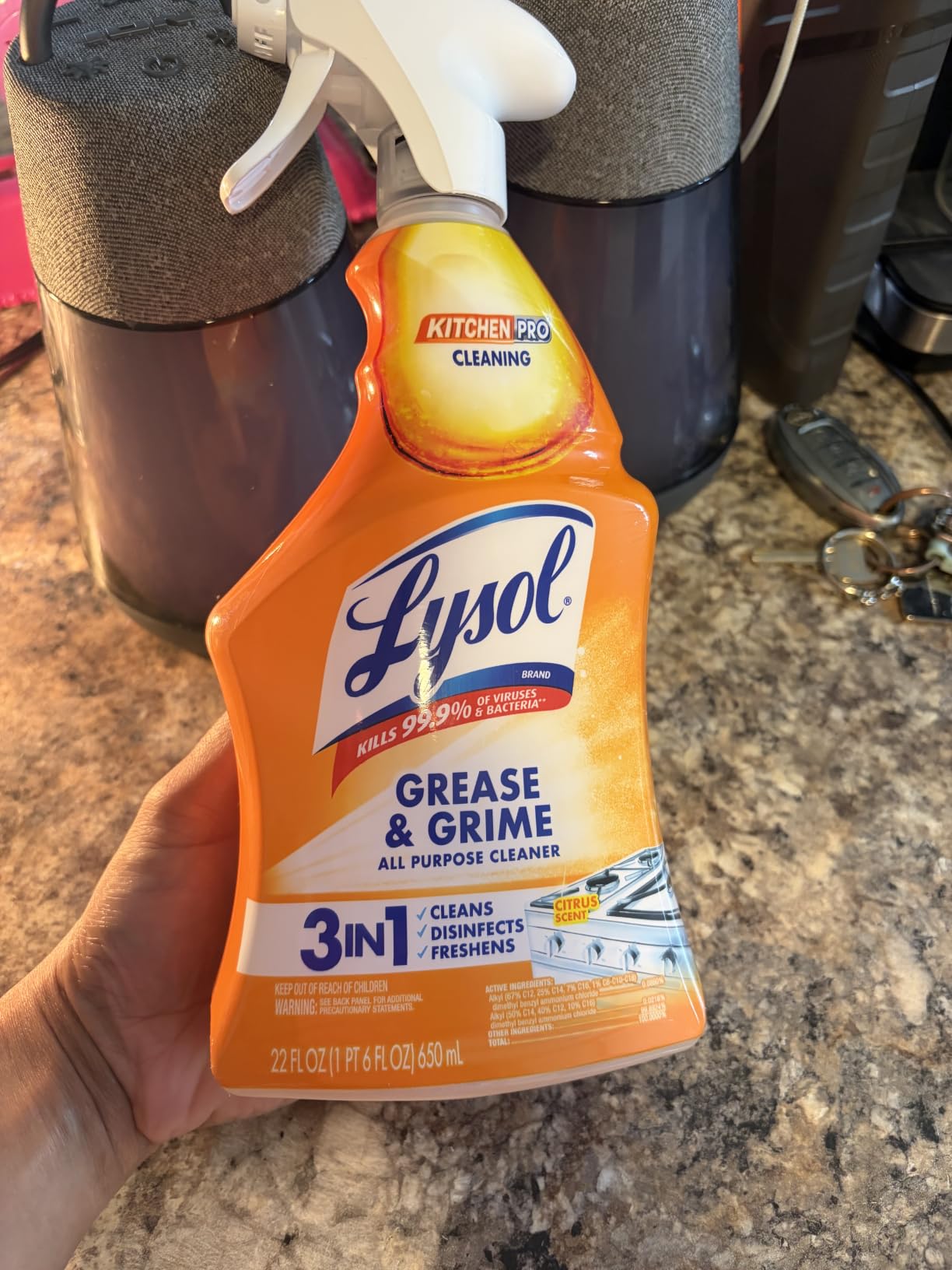 Lysol All Purpose Kitchen Cleaner Spray, For Grease & Grime, Citrus, 22 oz | Multipurpose Cleaner, Degreaser, Sanitizer & Disinfectant Spray, Multi-Surface Cleaner, Oven & Appliances, Cleaning Supplies customer photo 2
