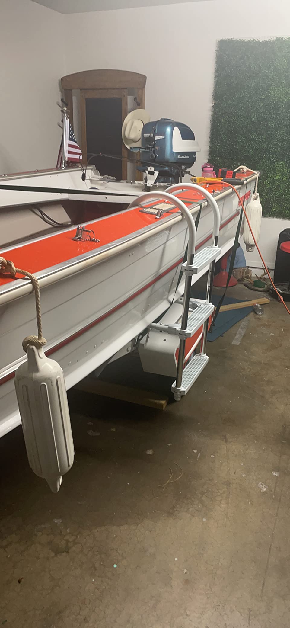 DotLine Boat Aluminum 3 Step Ladder - Folding Gunwale Hook Design, 11
