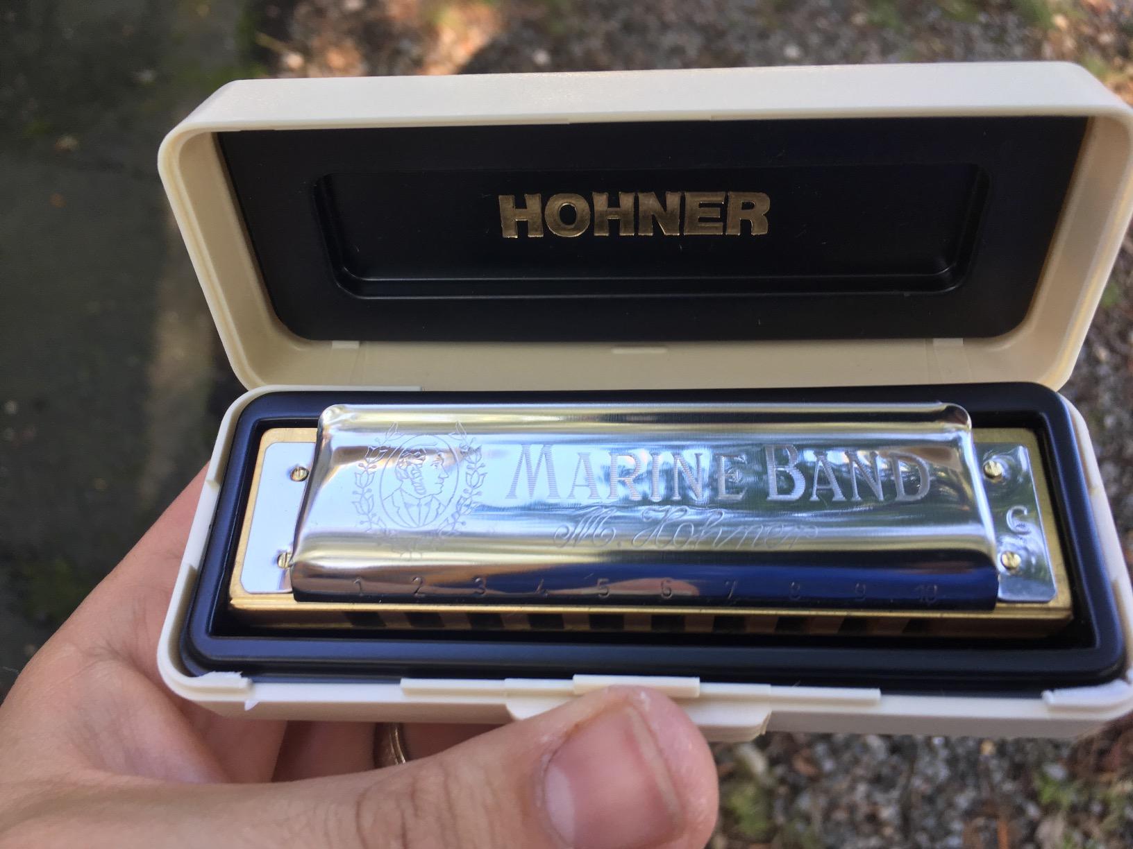 Hohner Marine Band 1896bx C Harmonica, Key of C | 0.9mm Brass Reedplates, Single Laquered Pearwood Comb, and Arched Stainless Steel Covers customer photo 2