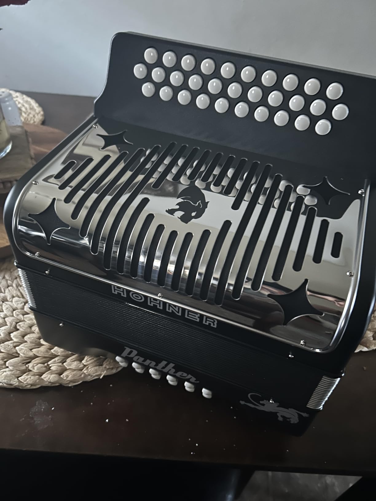 Hohner Panther G/C/F 3-Row Diatonic Accordion - Black customer photo 2