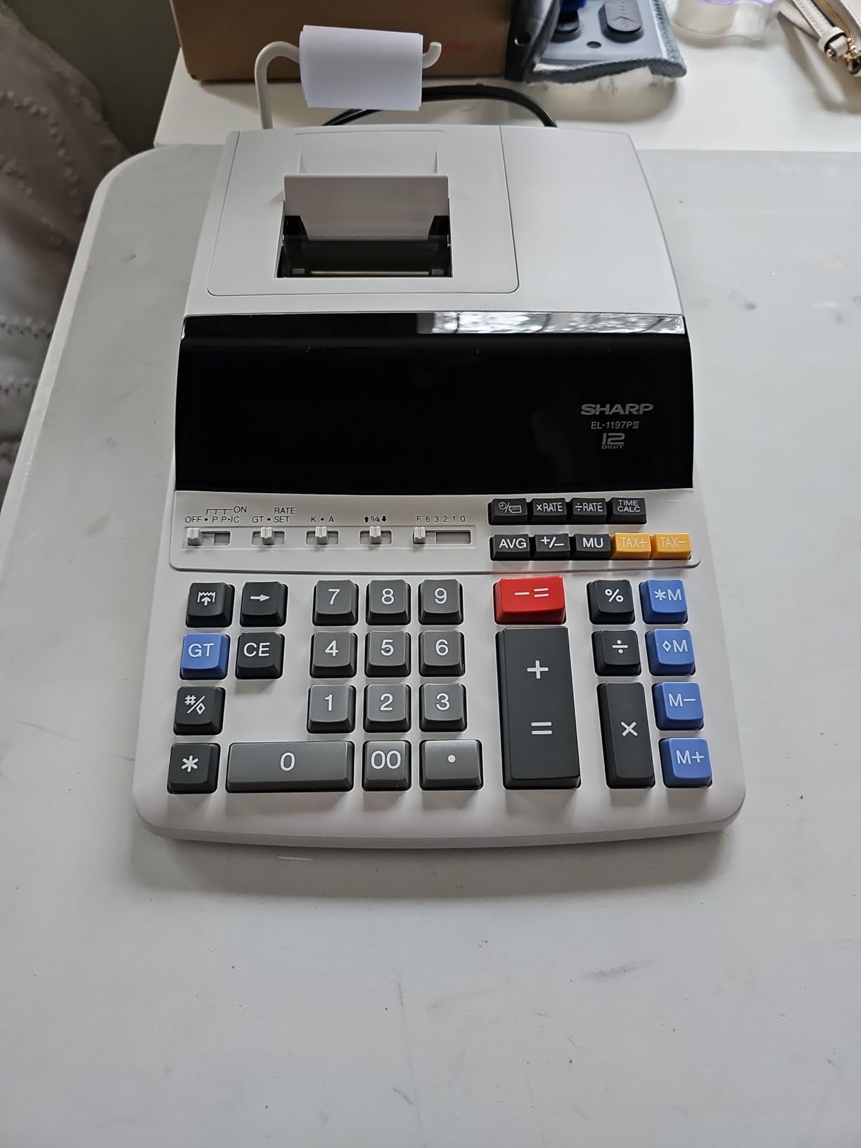 Sharp 12-Digit Print Calculator Desktop Size Adding Machine, Perfect for Everyday Use and Office, Bright, Large Easy-to-Read Numbers on Both the Display and the Two-Color Printed Tape (EL2196BL) customer photo 2