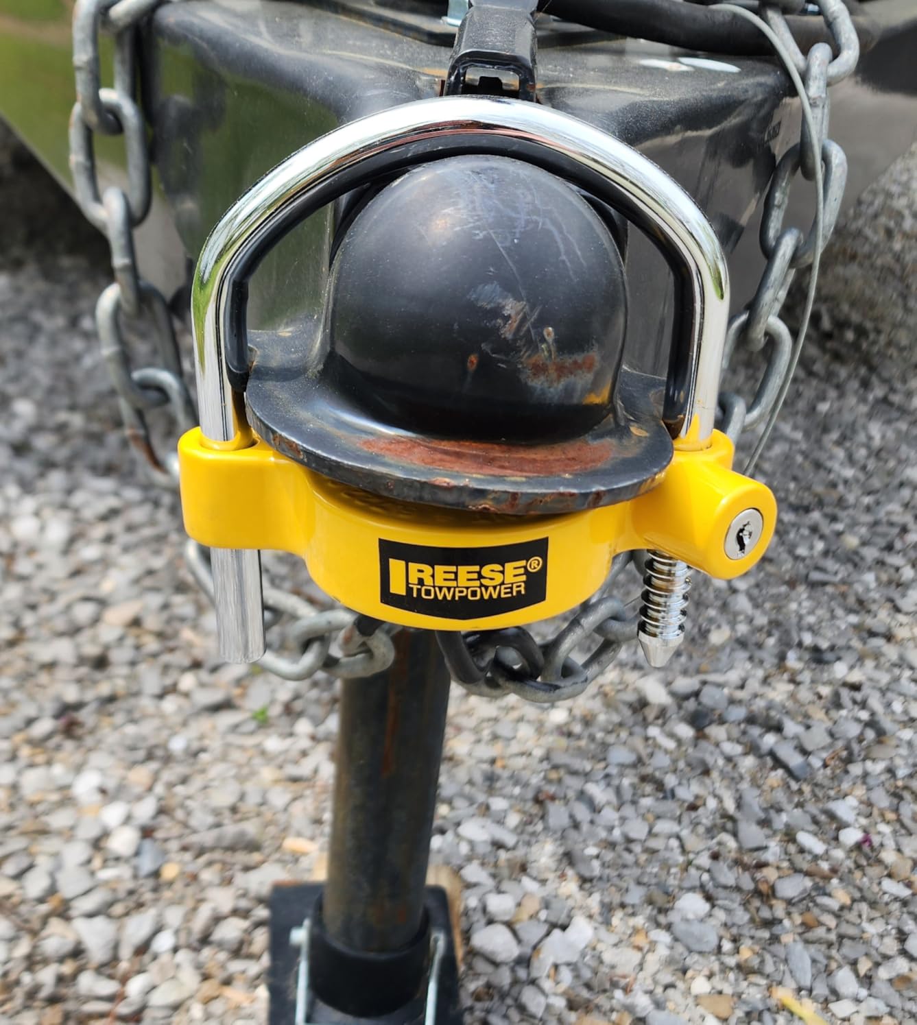 REESE Towpower 72783 Coupler Lock, Adjustable Storage Security, Heavy-Duty Steel, Yellow and Chrome (Universal Fit) customer photo 2