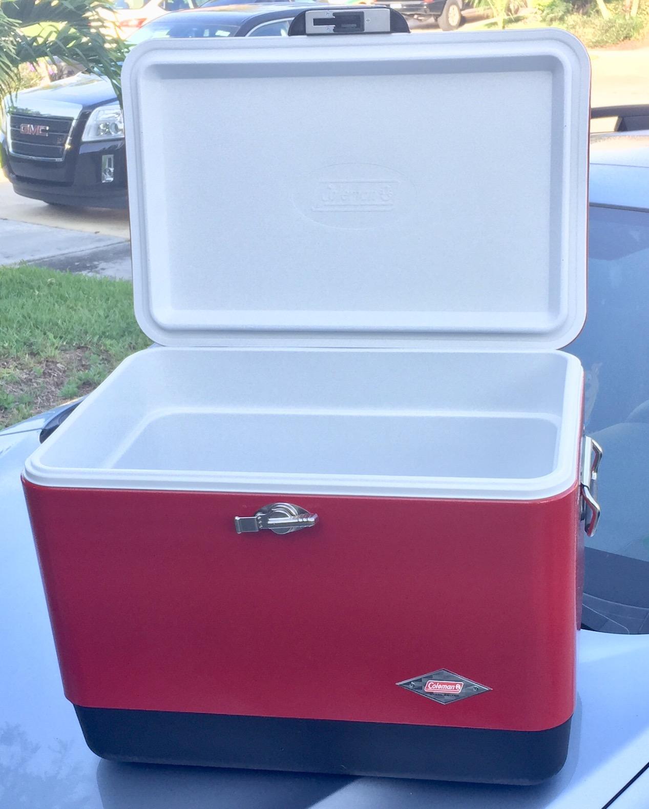 Vintage 54qt Steel Belted Cooler, Keeps Ice Up to 4 Days, 85-Can Capacity Hard Cooler with Drain & Have-A-Seat Lid customer photo 1