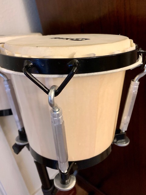 RockJam 7 & 8 Inch Wood Bongo Drums with Bag & Tuning Key, Red/Natural | Wood bongo drum set with tunable caprine skin heads, padded carry bag and tuning key for kids, adults and beginners customer photo 2