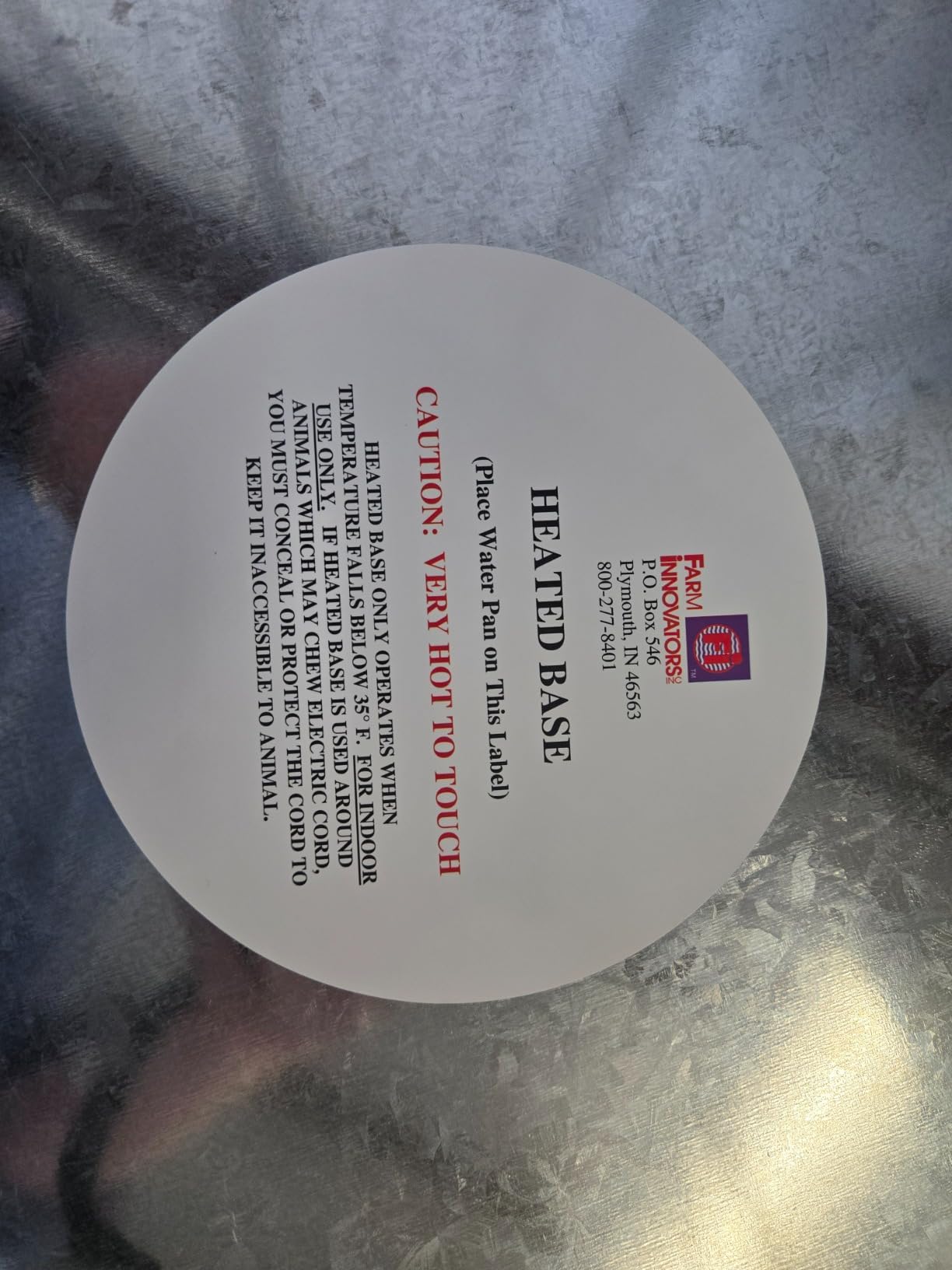 Farm Innovators HP-125 Heated Base for Metal Poultry Founts, 125W | For outdoor use with double wall metal founts, prevents water from freezing in temperatures as low as 10F (-12C) customer photo 2