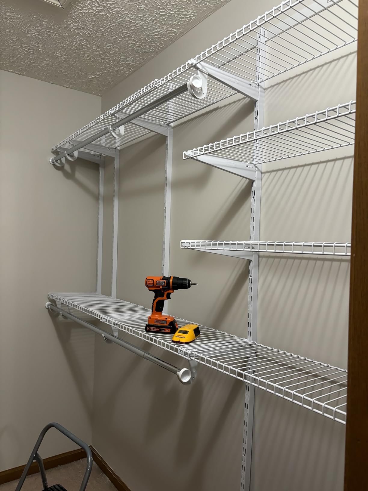 Rubbermaid Configurations Deluxe Custom Closet Kit 4-8Ft. Adjustable Metal Wire Shelving White Finish Expandable Organization System Hardware Included for Home Closet/Pantry/Laundry/Mudroom customer photo 1