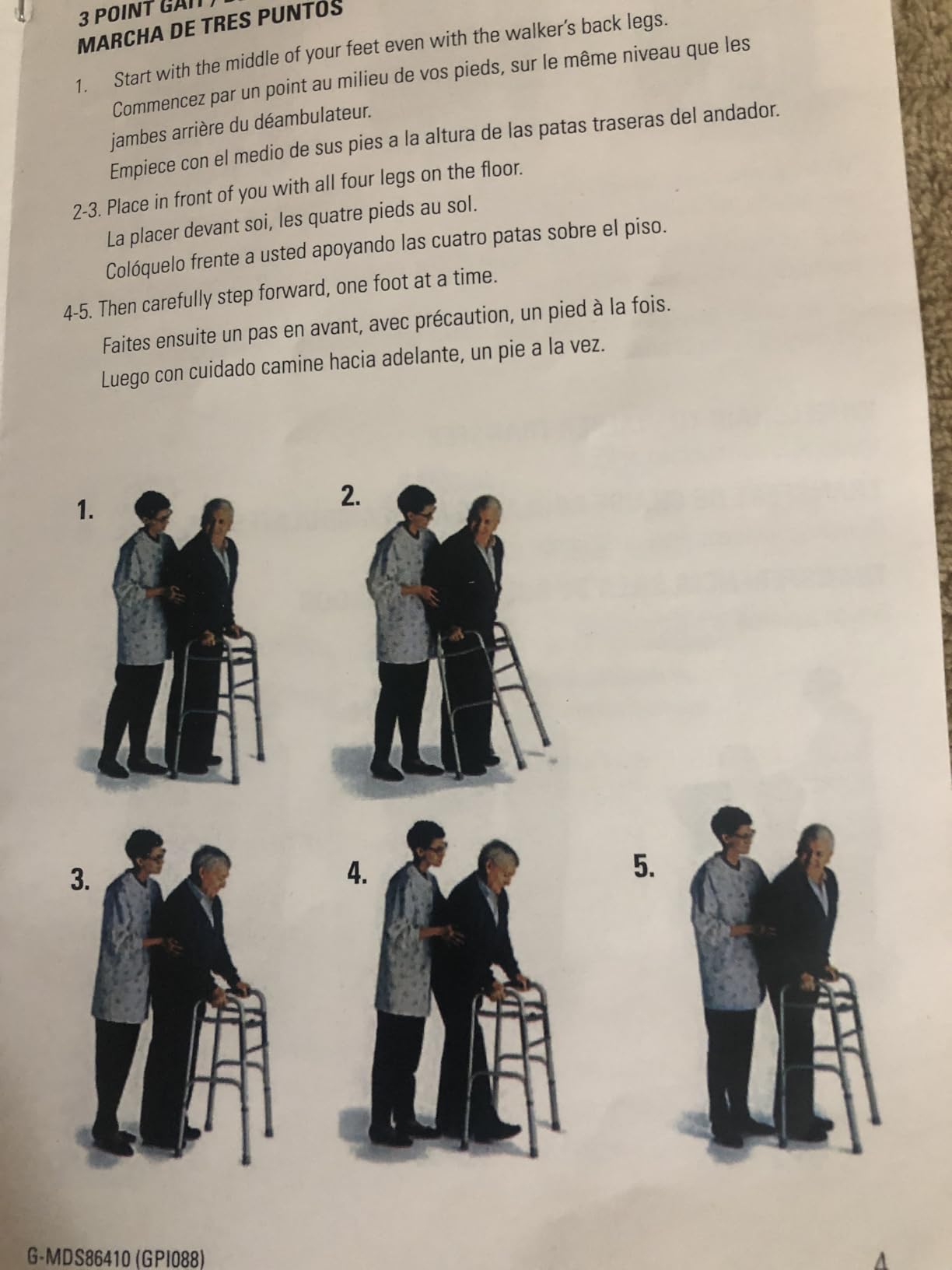 Medline Lightweight Two Button Folding Walker with 5