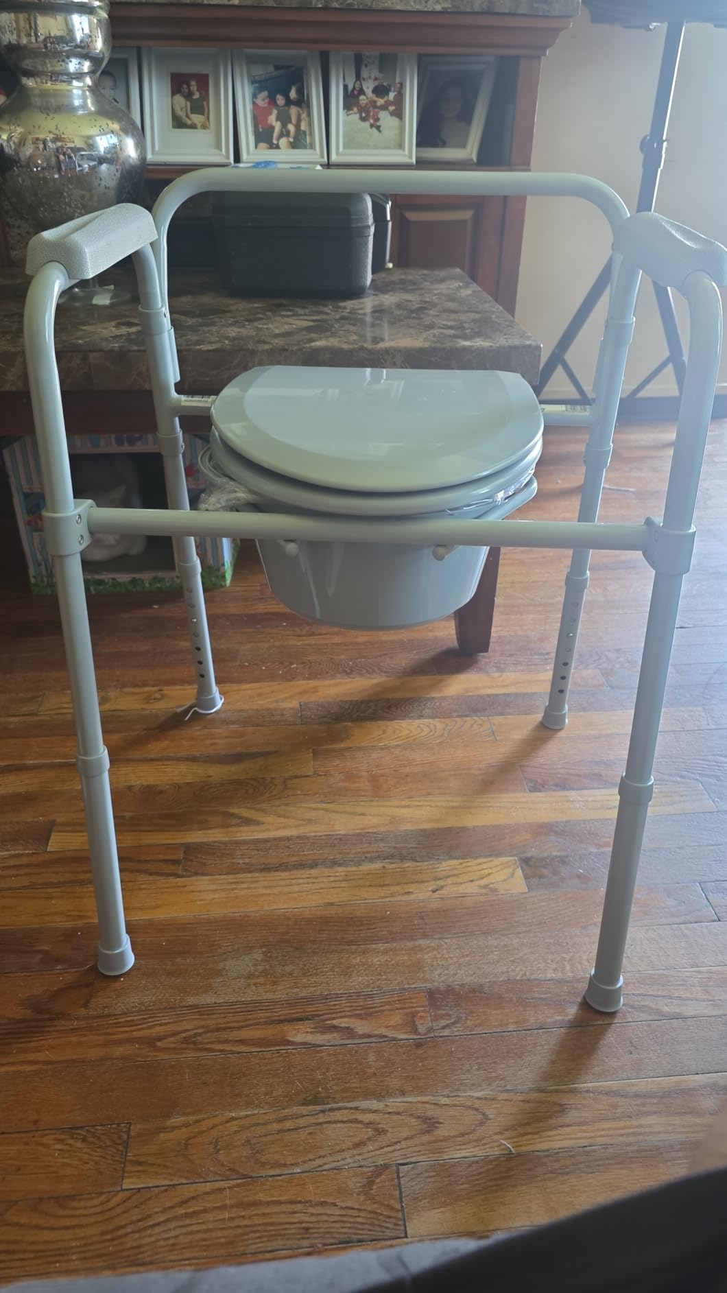 Drive Medical Folding Steel Bedside Commode Chair - Portable 3-in-1 Toilet Solution - Adjustable Height - 7.5 Qt Bucket Included - Durable Powder-Coated Steel Frame - Supports up to 350 Lb customer photo 1