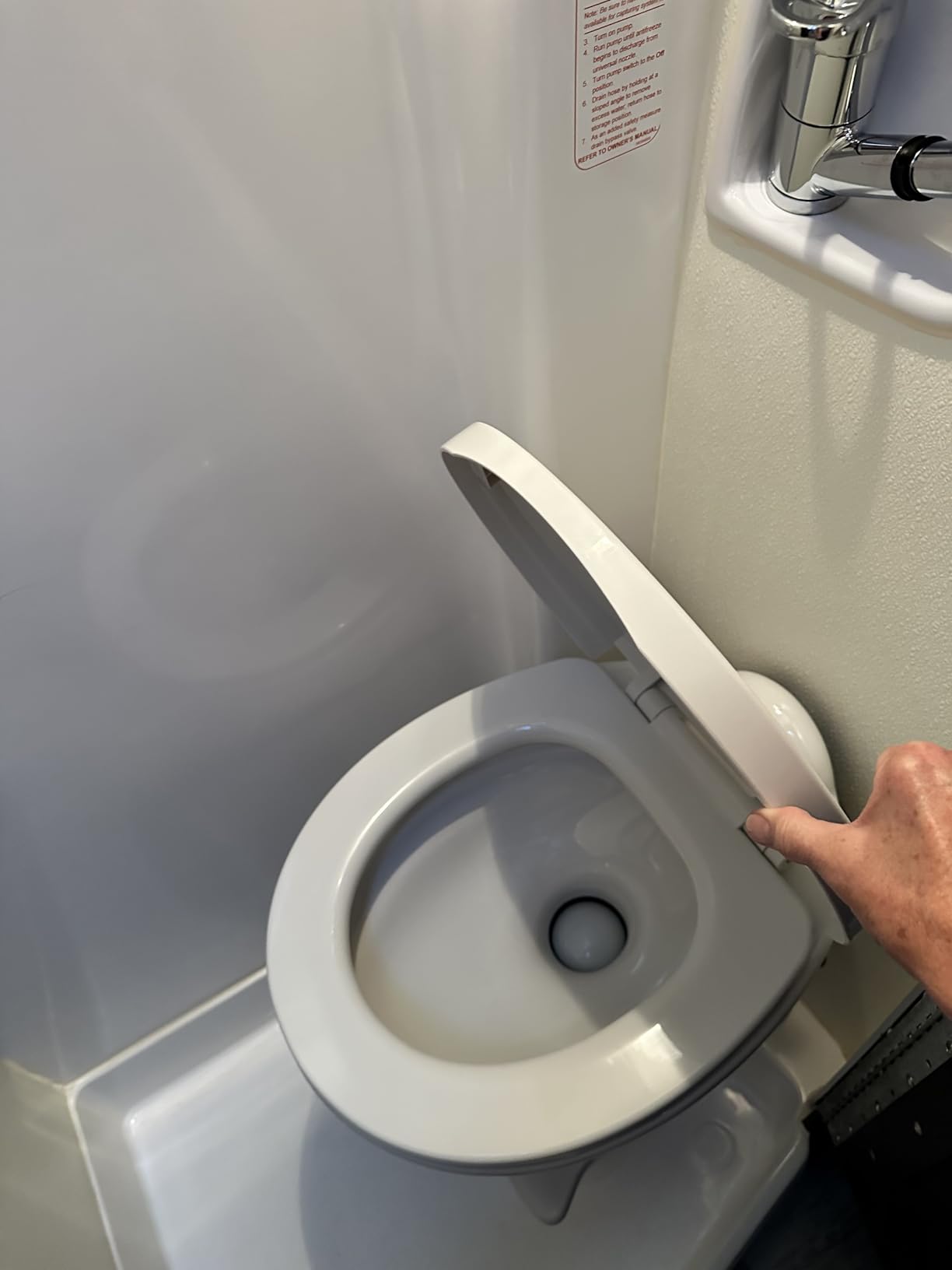 Thetford 42058 Aqua-Magic Style II RV Toilet, White, High Profile | Full china bowl with polymer body, dual action foot flush, full-size residential seat, floor mounted customer photo 2