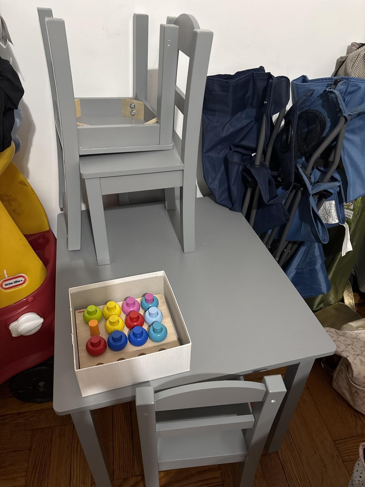 Humble Crew Toddler Table and Chair Set for Kids, Wood Activity Furniture customer photo 2