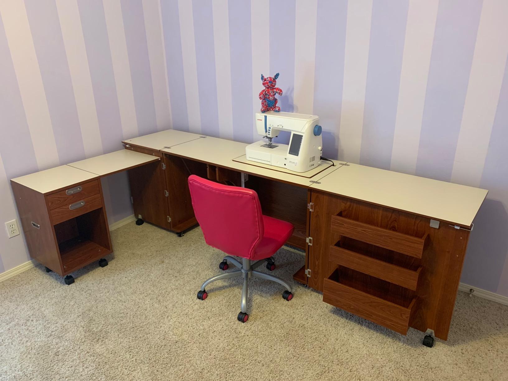 Arrow K8611 Aussie Kangaroo Sewing, Cutting, Quilting, Crafting Cabinet with Storage, Portable with Wheels and Airlift, Large, White Ash Finish customer photo 1