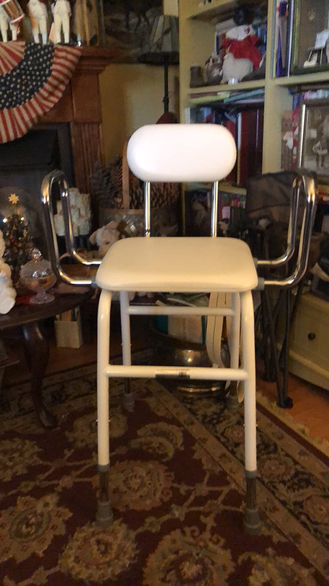 Drive Medical 12455 Adjustable Height Stool with Back and Arms, White customer photo 2