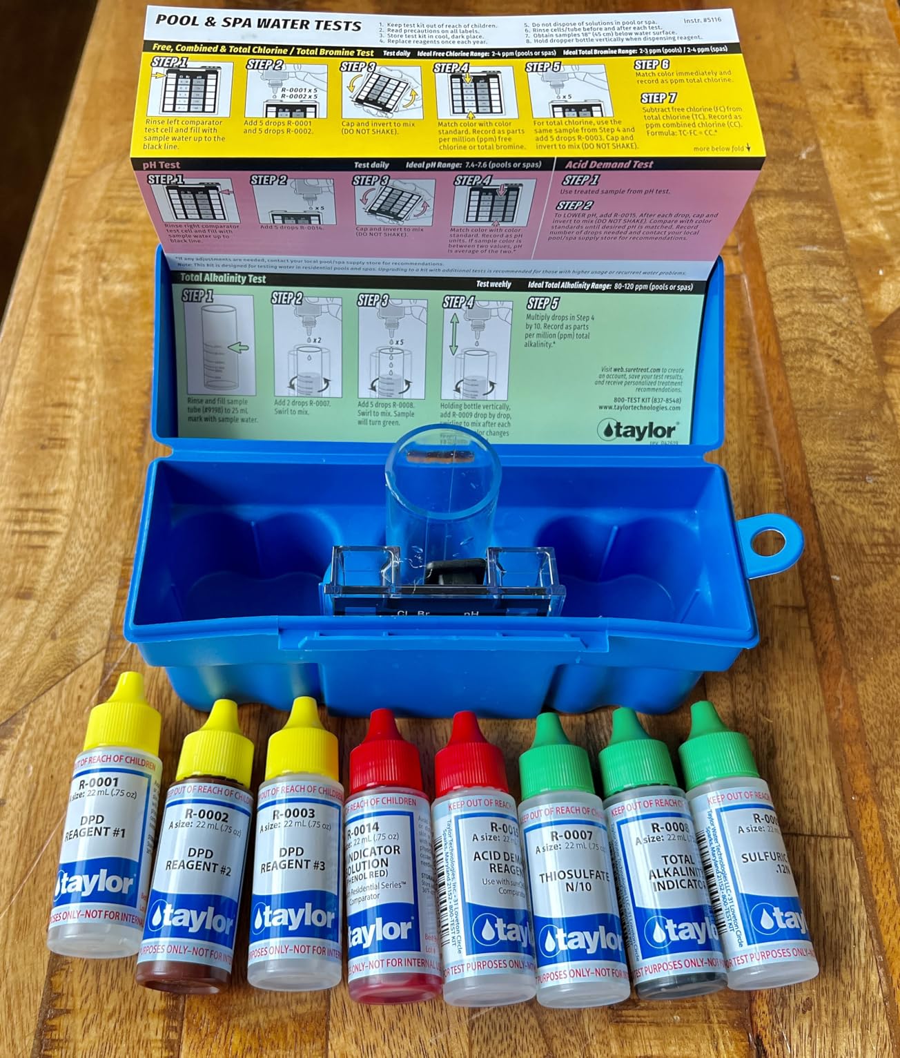 Taylor K-1004 DPD, 6-in-1 Pool Test Kit for Free & Total Chlorine, Bromine, pH, Acid Demand, Total Alkalinity, 100+ Tests, Quick & Easy for Pools & Spas | Made in The USA customer photo 2