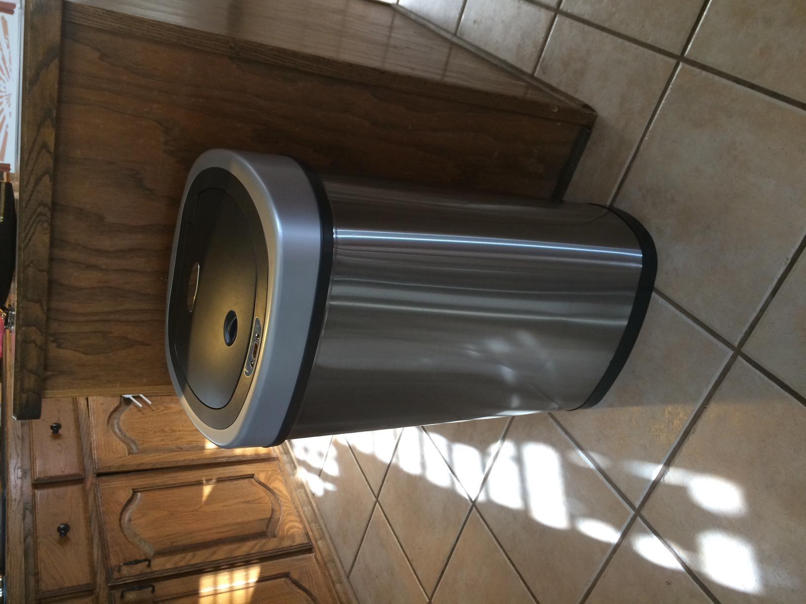 Ninestars 13 Gallon Oval Automatic Trash Can, 50L Touchless Motion Sensor Kitchen Garbage Can with Odor-Sealing Black Lid, Silver Stainless Steel customer photo 1