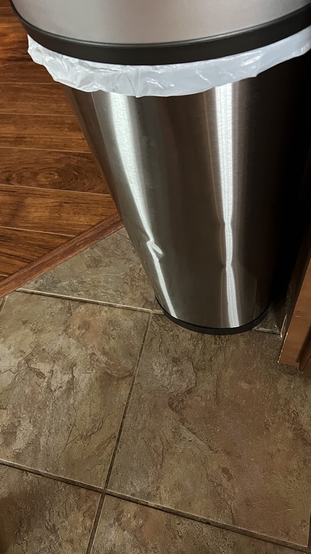Ninestars 13 Gallon Oval Automatic Trash Can, 50L Touchless Motion Sensor Kitchen Garbage Can with Odor-Sealing Black Lid, Silver Stainless Steel customer photo 2