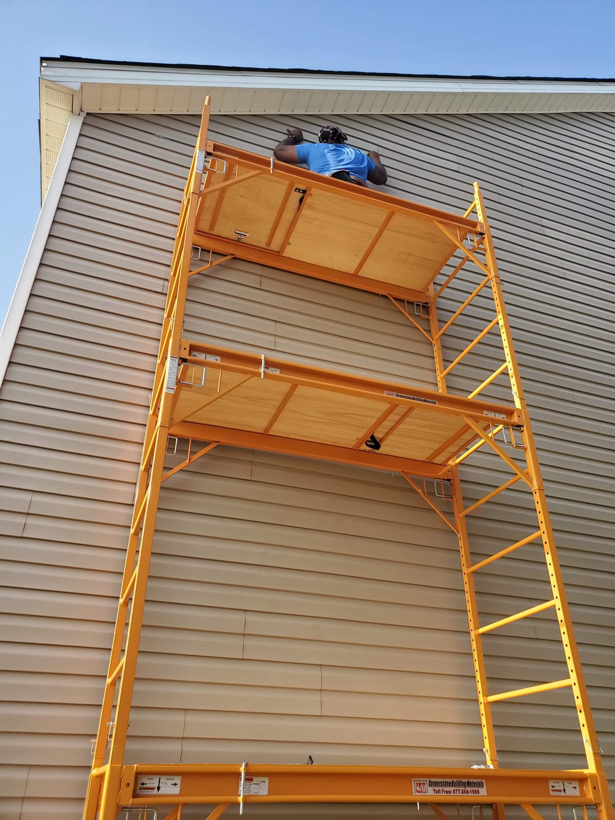 CBM Scaffold Rolling Tower Standing at 17' High with Hatch Deck Guard Rail and U Lock Brace CBM1290 customer photo 2