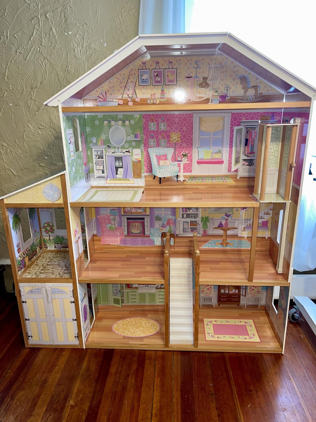 KidKraft Majestic Mansion Wooden Dollhouse with 34 Pieces, Working Elevator | 4 Feet Tall, Garage, 4 Floors, 8 Rooms, Attic Nursery, For Dolls Up to 12 Inches, Gift for Ages 3+ customer photo 2