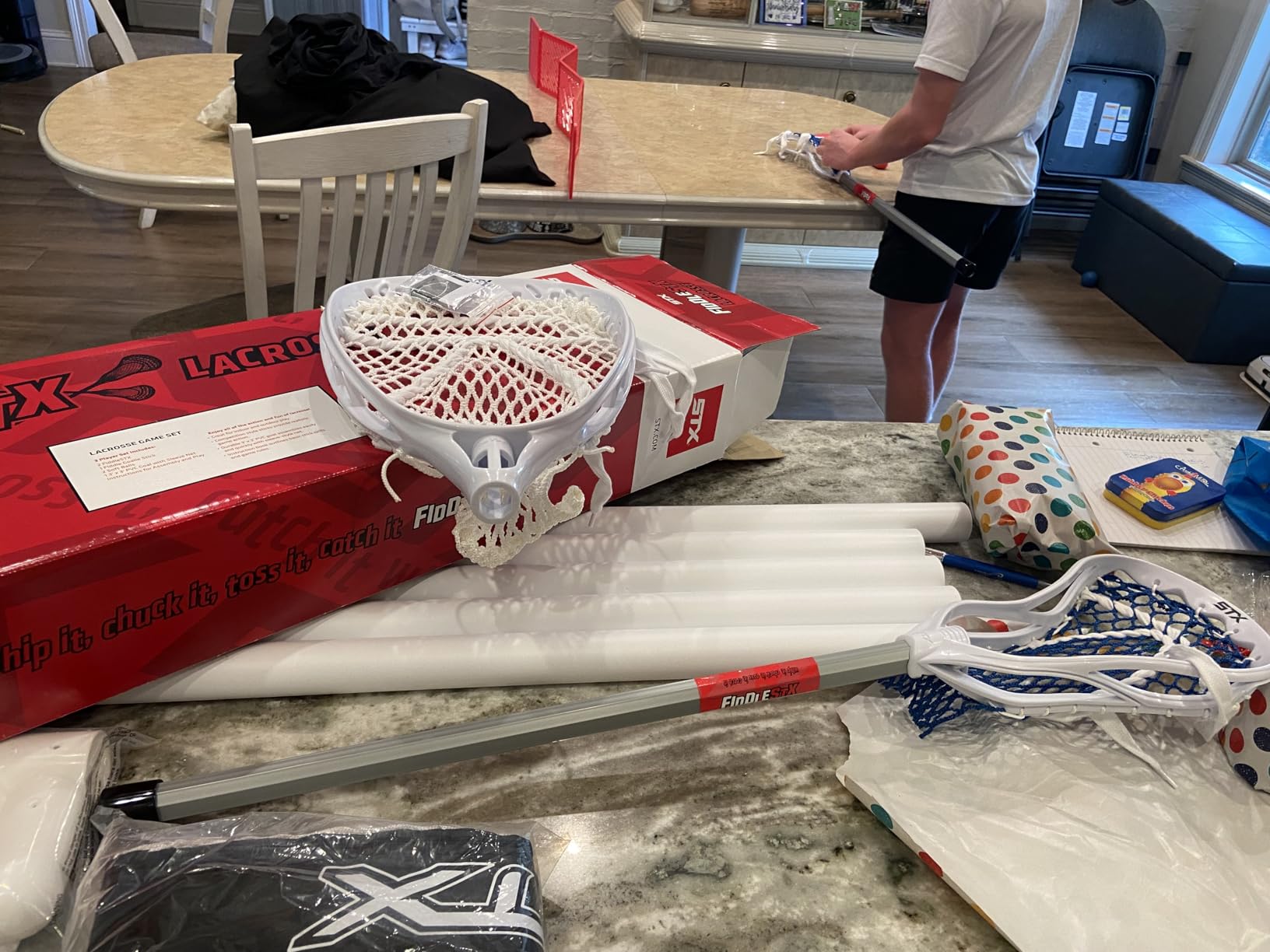STX FiddleSTX Three Player Game Set with Two Field Player Sticks One Goalie Stick Mini Goal and Balls, White/Grey customer photo 1