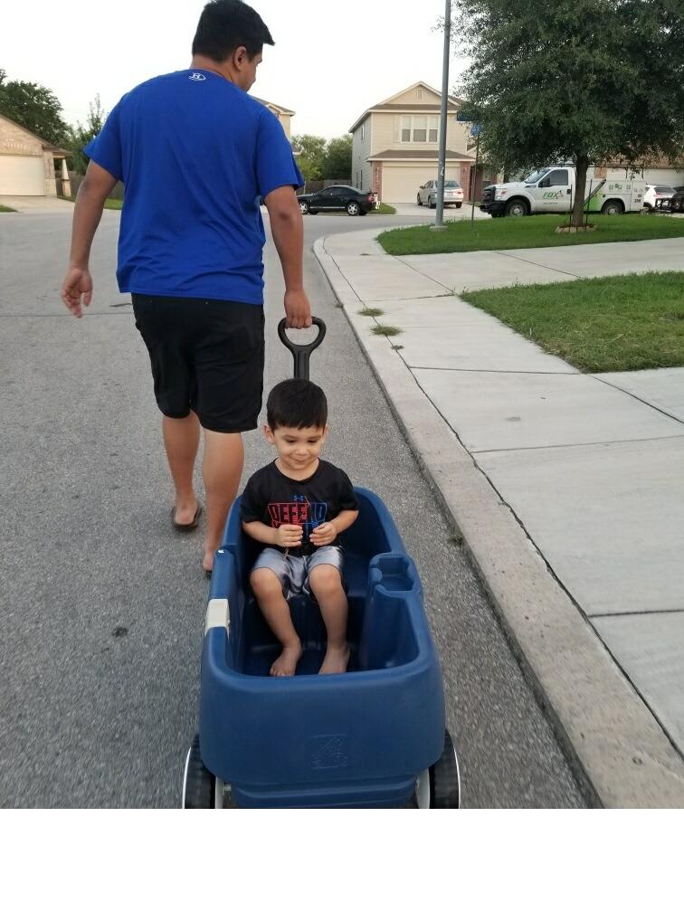 Step2 Wagon for Two Plus, Kids Ride On Toy, Stroller Substitute, Includes Seat Belts, Made of Durable Plastic, Max Weight 75 lbs., For Toddlers 1.5-5 Years Old, Denim Blue customer photo 1
