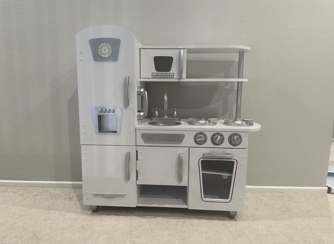 KidKraft Vintage Wooden Play Kitchen with Pretend Ice Maker and Play Phone, White customer photo 1