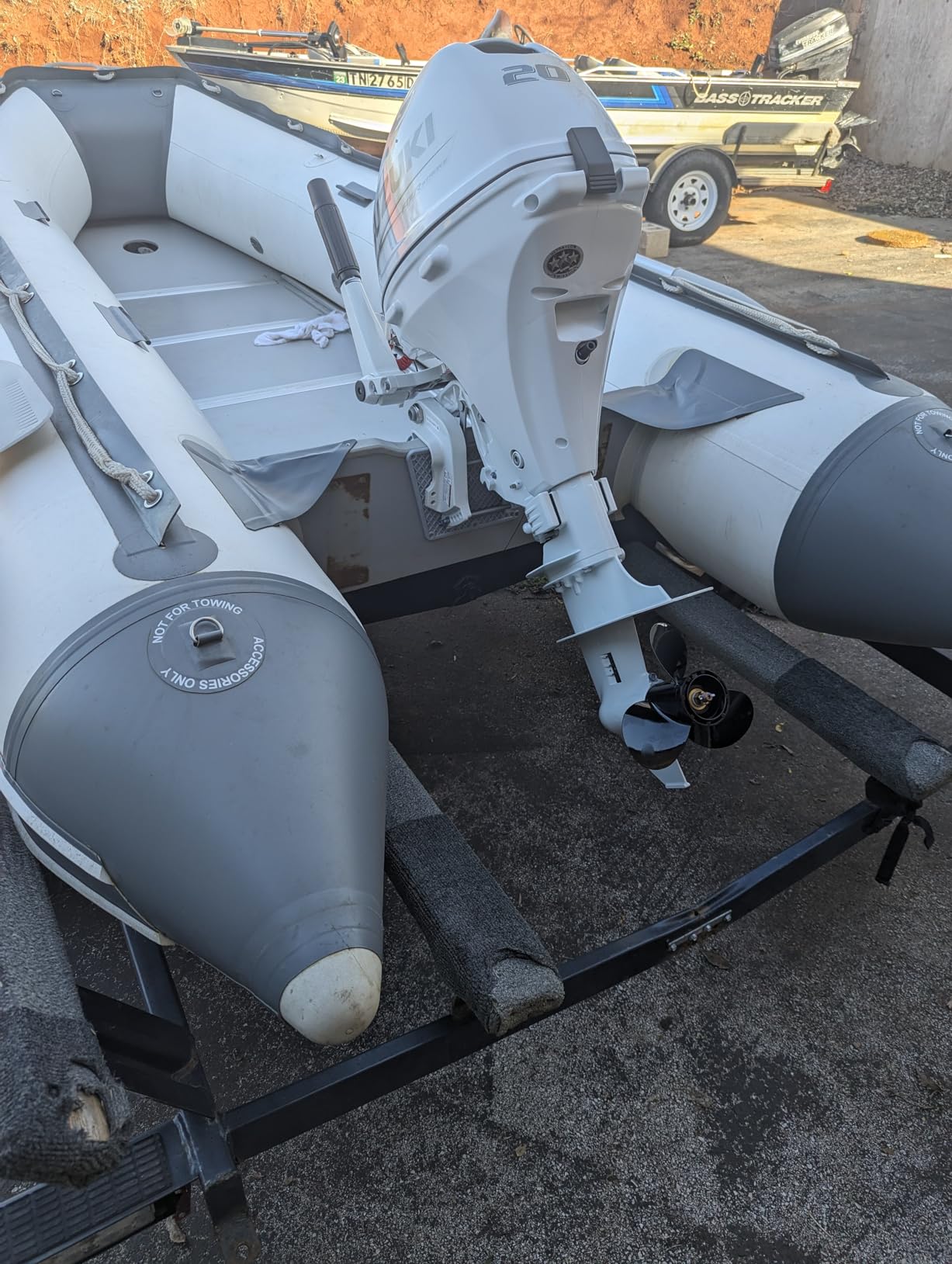 Newport 12ft 6in Catalina Inflatable Dinghy Boat Transom Sport Tender - 6 Person - 20 Horsepower USCG Rated, White/Gray customer photo 2