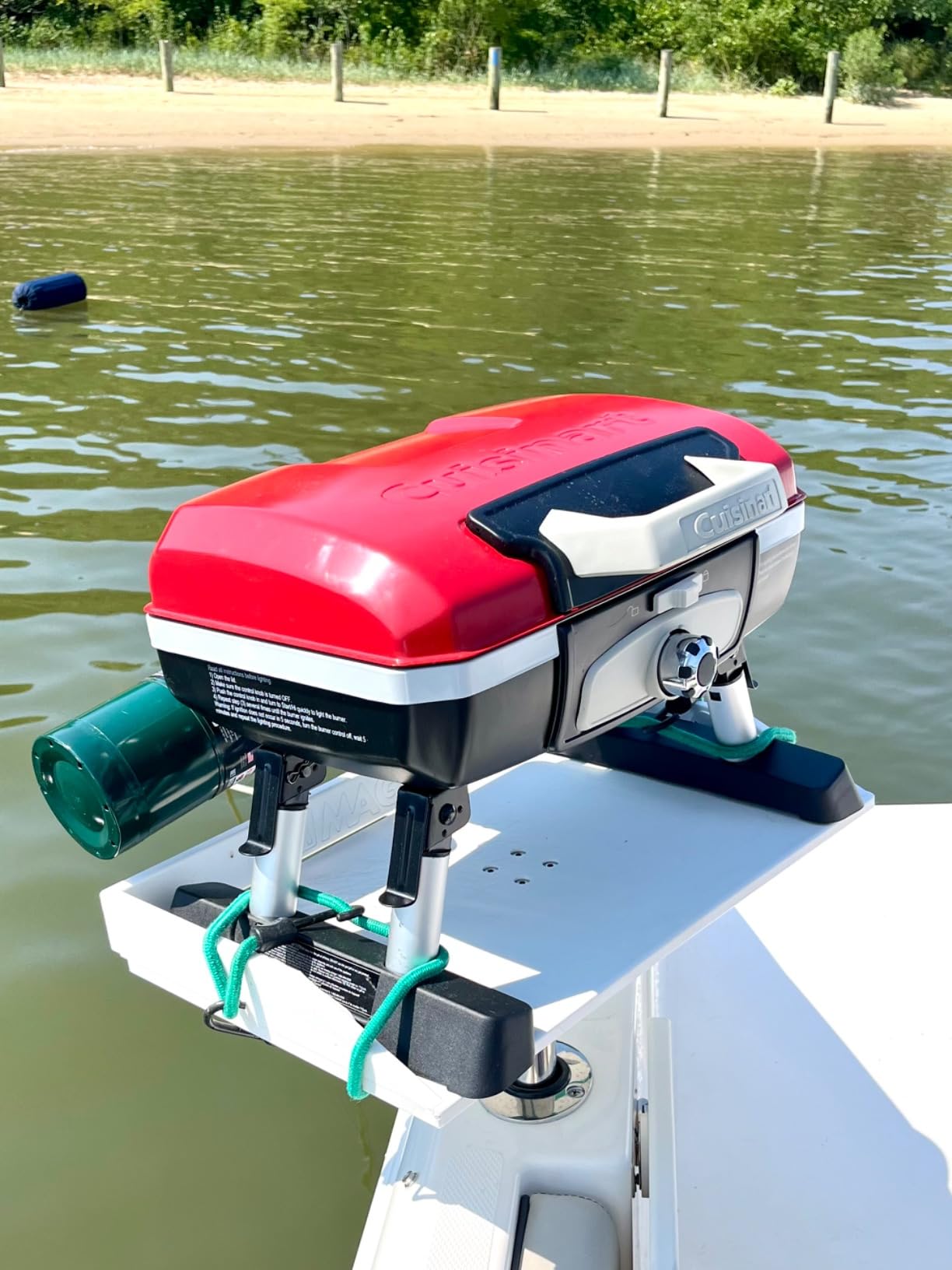 Cuisinart Petite Gourmet Portable Gas Grill, Compact Portable Grill Propane, 150 Sq. In. Cooking Surface, 5,500 BTU Burner Small Gas Grills for Camping, BBQ, Folding Legs and Carry Handles, Red customer photo 1