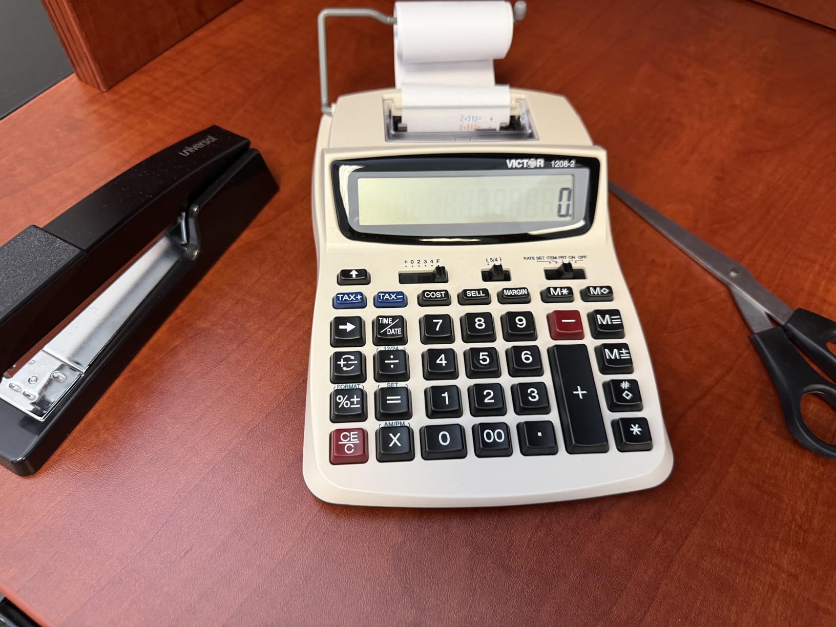 Victor Printing Calculator, 1208-2 Compact and Reliable Adding Machine with 12 Digit LCD Display, Battery or AC Powered, Includes Adapter, White customer photo 1