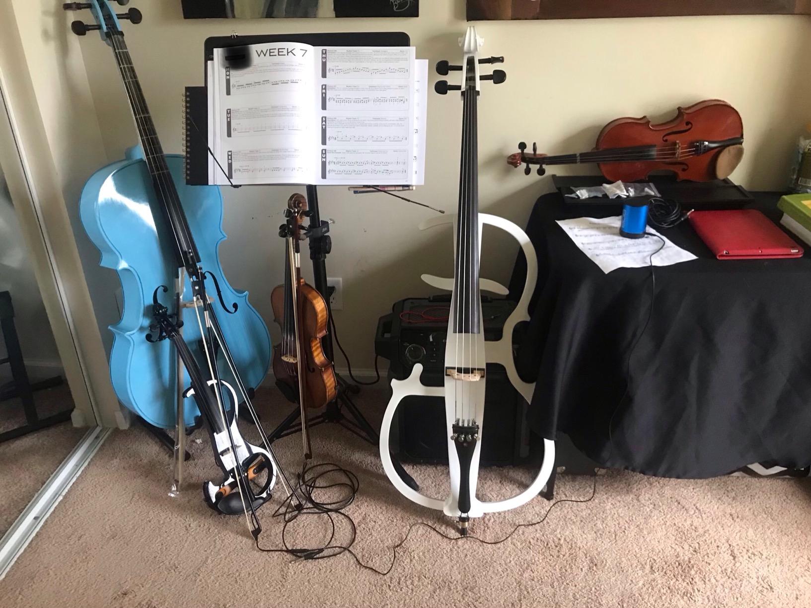 Cecilio 4/4 Silent Electric Cello with Ebony Fittings, Pearl White customer photo 2