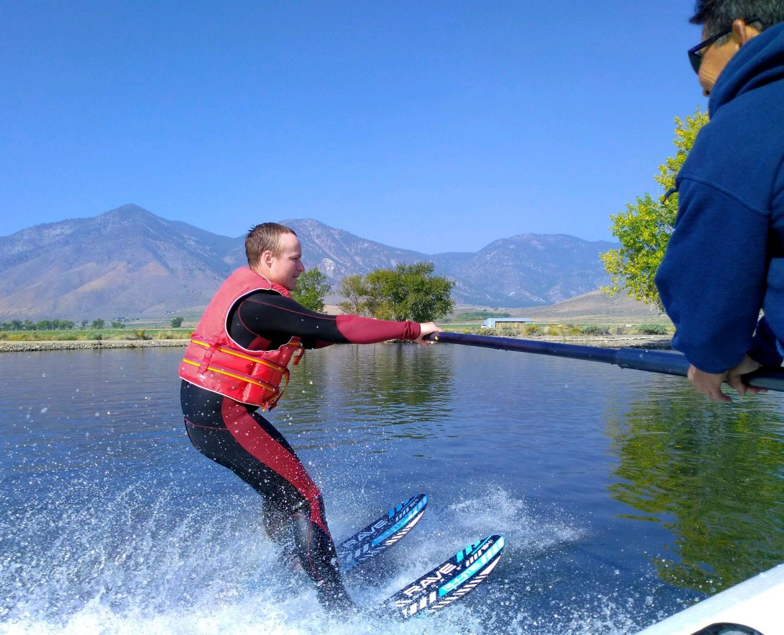 RAVE Sports Pure Combo Water Skis - Adult Black/Blue customer photo 1