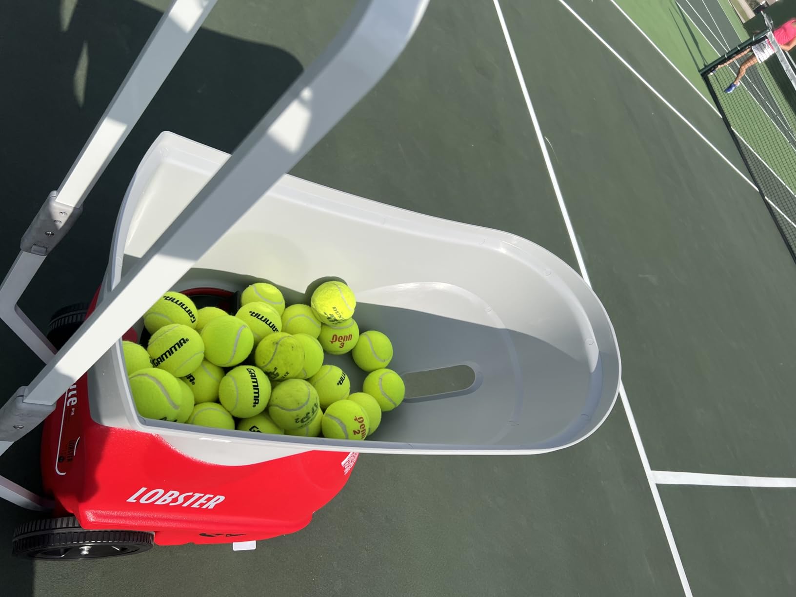 Lobster Sports Elite One Tennis Ball Machine - Auto Portable Launcher, Adjustable Ball Speed, Spin Control, Lob Electronic Switch, Horizontal Sweep, Lightweight, Holds 150 Balls, with 2-Button Remote customer photo 1