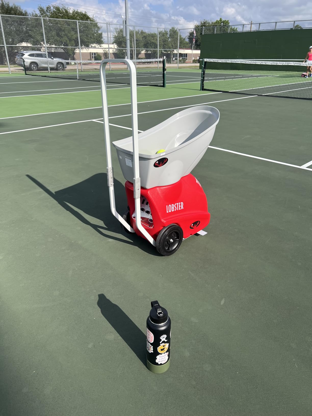Lobster Sports Elite One Tennis Ball Machine - Auto Portable Launcher, Adjustable Ball Speed, Spin Control, Lob Electronic Switch, Horizontal Sweep, Lightweight, Holds 150 Balls, with 2-Button Remote customer photo 2