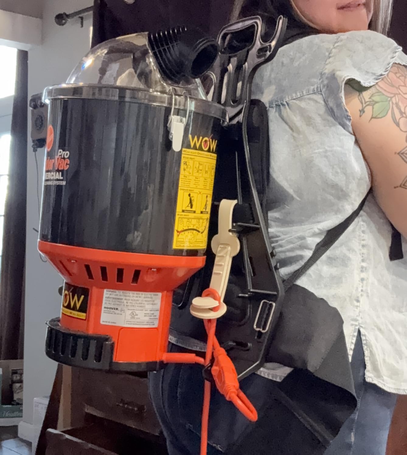 Hoover Commercial Shoulder Vac Pro Bagged Backpack Vacuum Cleaner | Lightweight, Chiropractic Design, HEPA Media Filtration, Corded Vacuum Cleaners for Commercial Use on Carpet and Hard Floors customer photo 1
