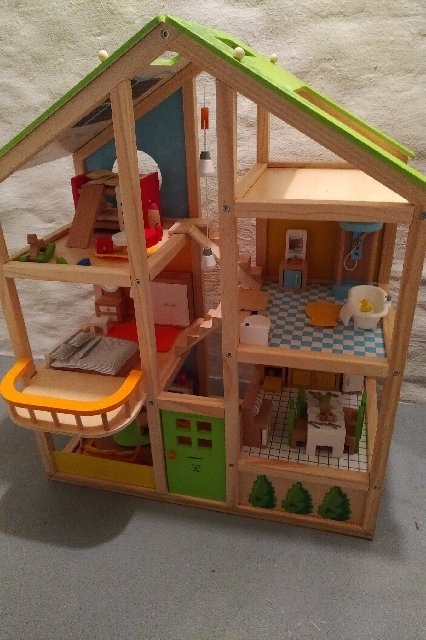 All Seasons Kids Wooden Dollhouse by Hape | Award Winning 3 Story Dolls House Toy with Furniture, Accessories, Movable Stairs and Reversible Season Theme L: 23.6, W: 11.8, H: 28.9 inch customer photo 2