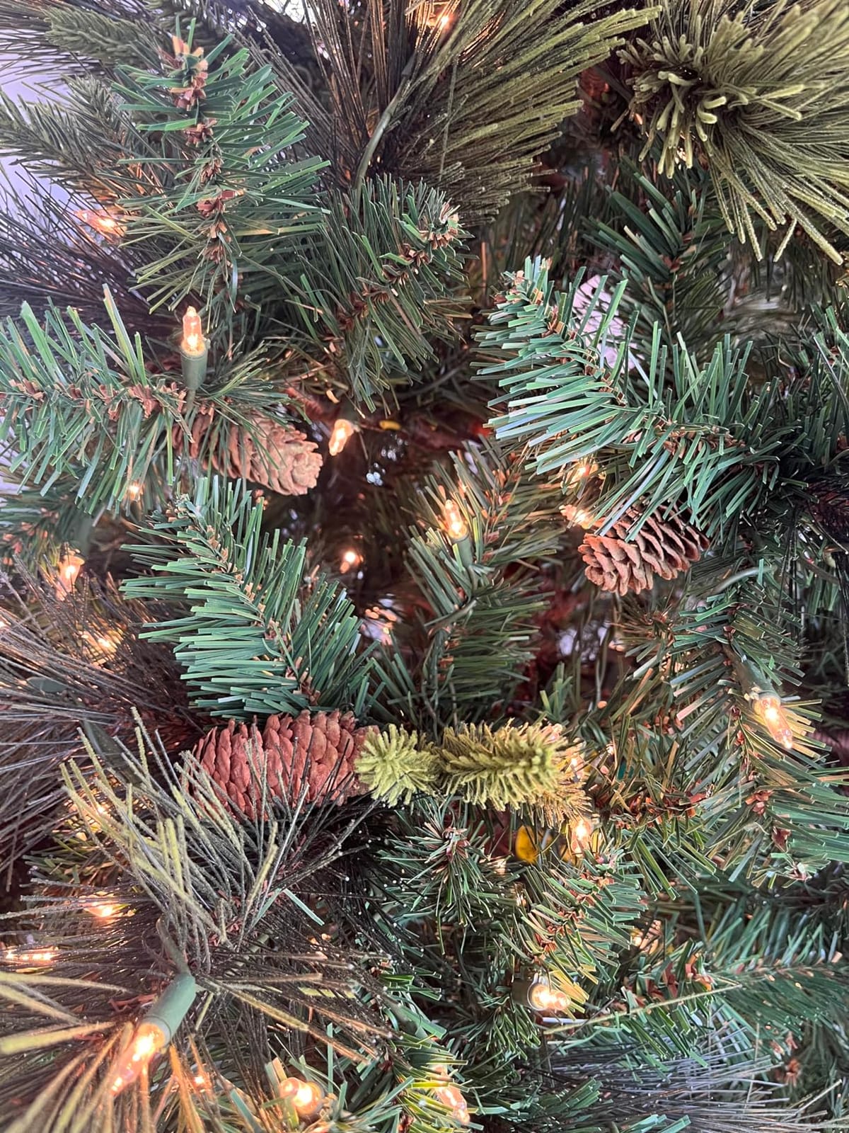 National Tree Company 6.5ft Pre-Lit Carolina Pine Artificial Christmas Tree | 650 Clear Lights, 911 Tips, Pinecones, Includes Stand, Green customer photo 1