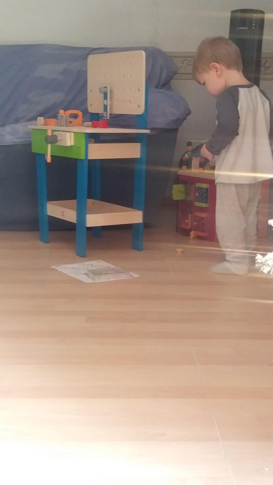 Award Winning Hape Master Workbench Kid's Wooden Toolbench Pretend Builder Set, Multicolor customer photo 2