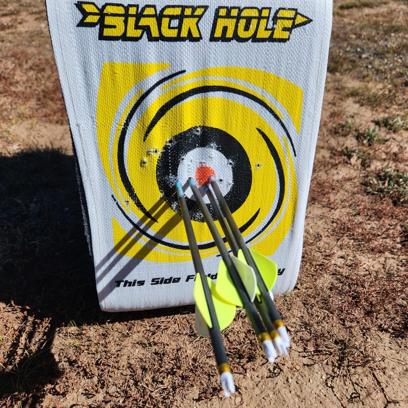 Black Hole 4-Sided Archery Target, Uses Friction Not Force to Stop All Field Points and Broadheads, Open-Face Layered Design, Lightweight and Carry Strap for Portability customer photo 1