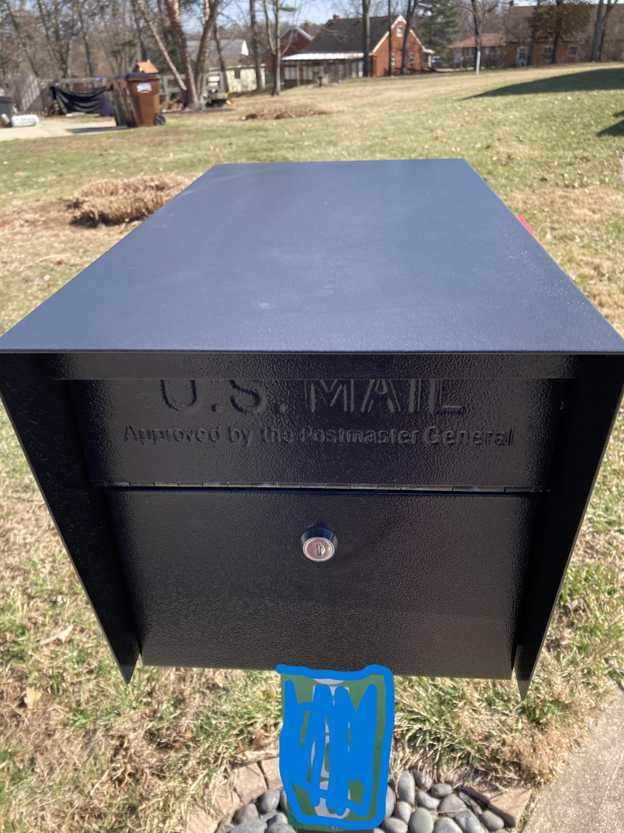 Mail Boss Mail Manager Modern Locking Post Mount Mailbox, USPS Approved | Patented anti-pry lock, accepts small packages, compact galvanized steel curbside design, weather and vandal-resistant. customer photo 1