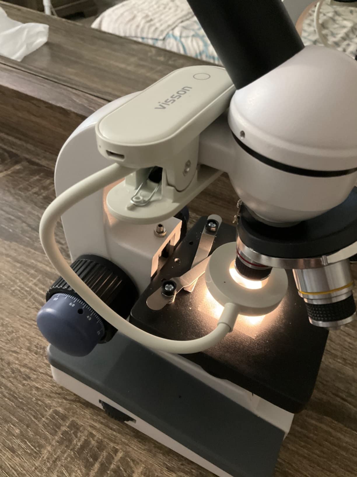AmScope M150C-PS25 Series Portable Monocular Compound Microscope - 1000X | 40X-1000X Magnification Range Compound Biological Microscope LED Ring Light customer photo 2