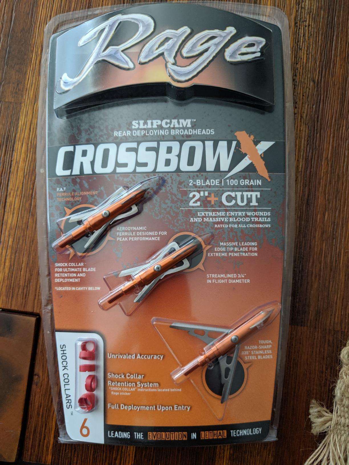 Rage Crossbow X, 2-Blade Archery Arrow Broadhead, 100 Grain with Shock Collar Technology (3-Pack) customer photo 1