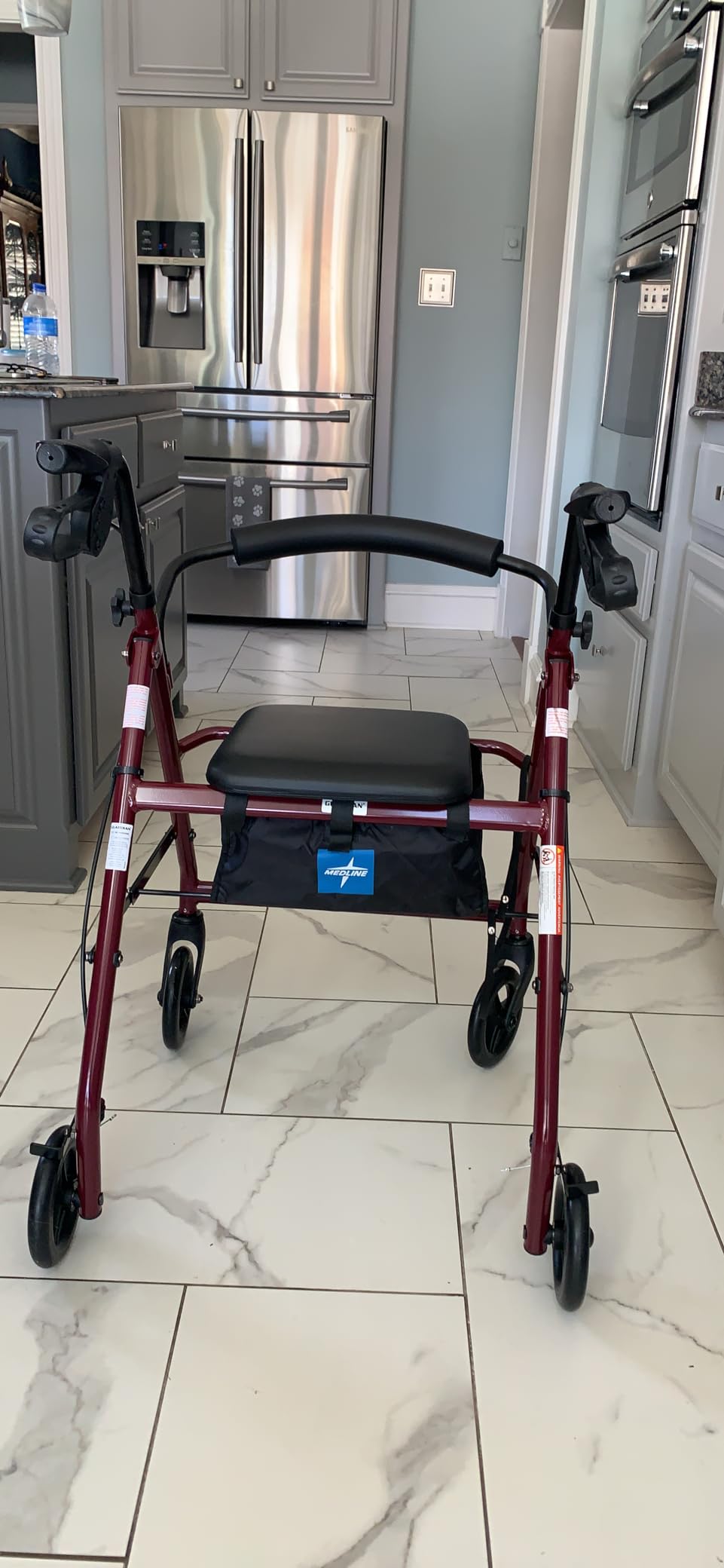 Medline Aluminum Rollator Walker with Seat, Purple, 250 lb. Weight Capacity, Lightweight, 6