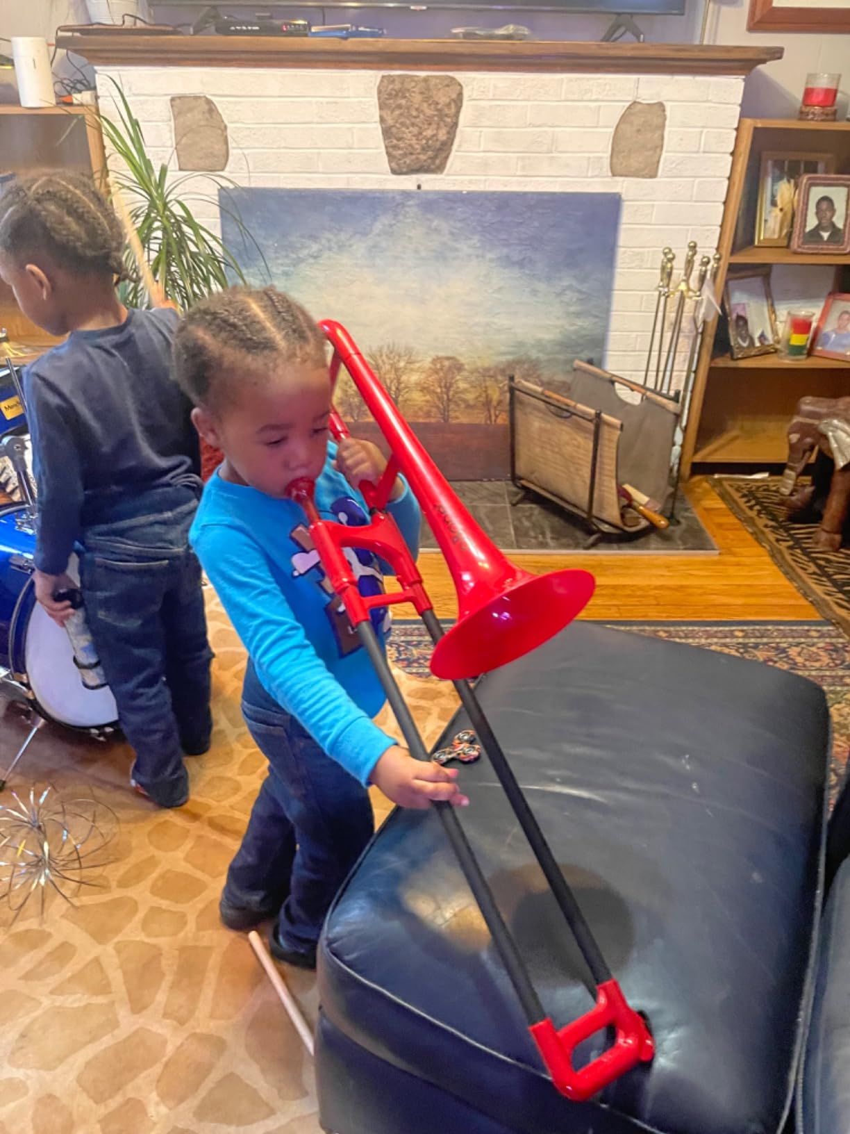 pBone Plastic Kids pBone Mini Trombone - Mouthpiece and Carrying Bag- Lightweight Versatile, Comfortable Ergonomic Grip- Eb Authentic Sound for Student & Beginner- Durable ABS Construction- Blue customer photo 2