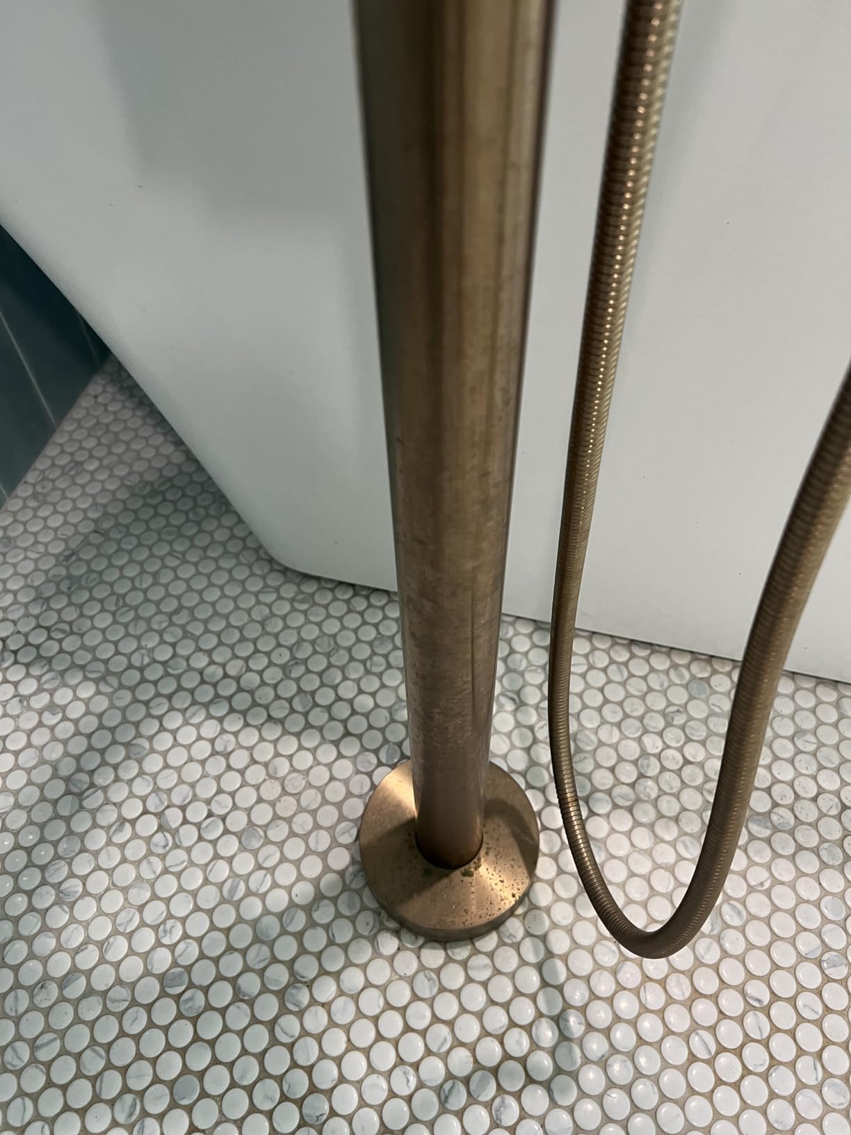 Delta Faucet Trinsic Floor Mount Tub Filler - Freestanding Roman Tub Spout with Handheld Shower - Flexible Shower Hose - Double Check Valves - Champagne Bronze, T4759-CZFL (Rough Sold Separately) customer photo 2