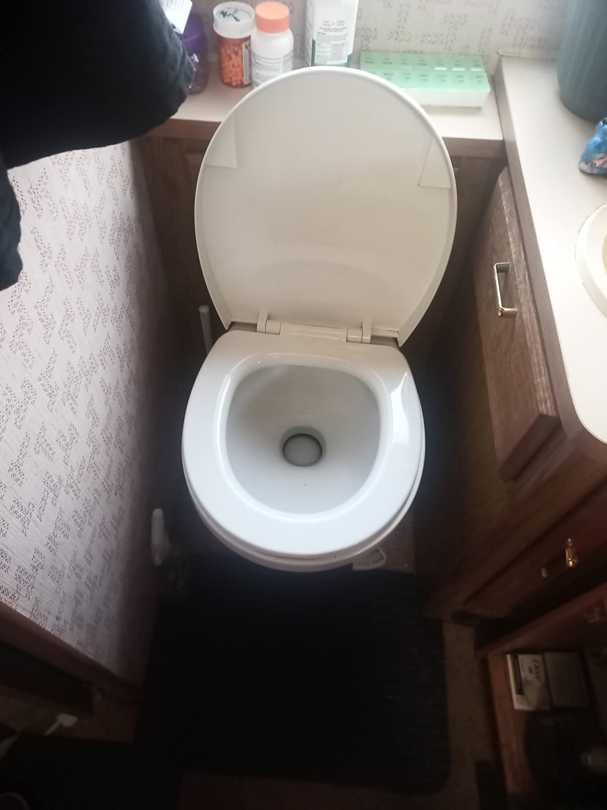 Aqua-Magic Residence RV toilet / High Profile / White - Thetford 42169 | Residential seat & cover, lightweight, single foot pedal full bowl flush, easy to install customer photo 1